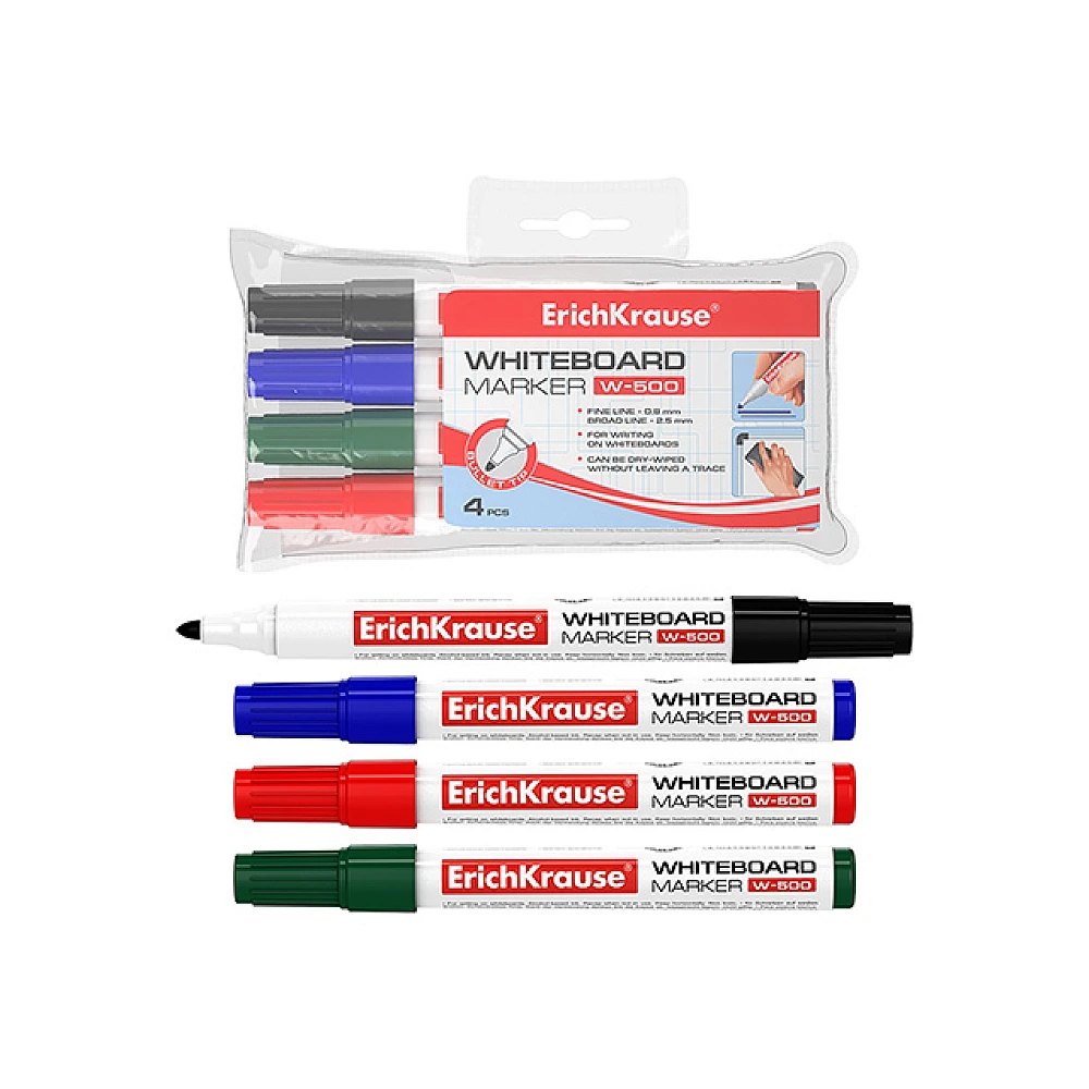 Set markere pentru tabla alba ErichKrause W-500, 4buc