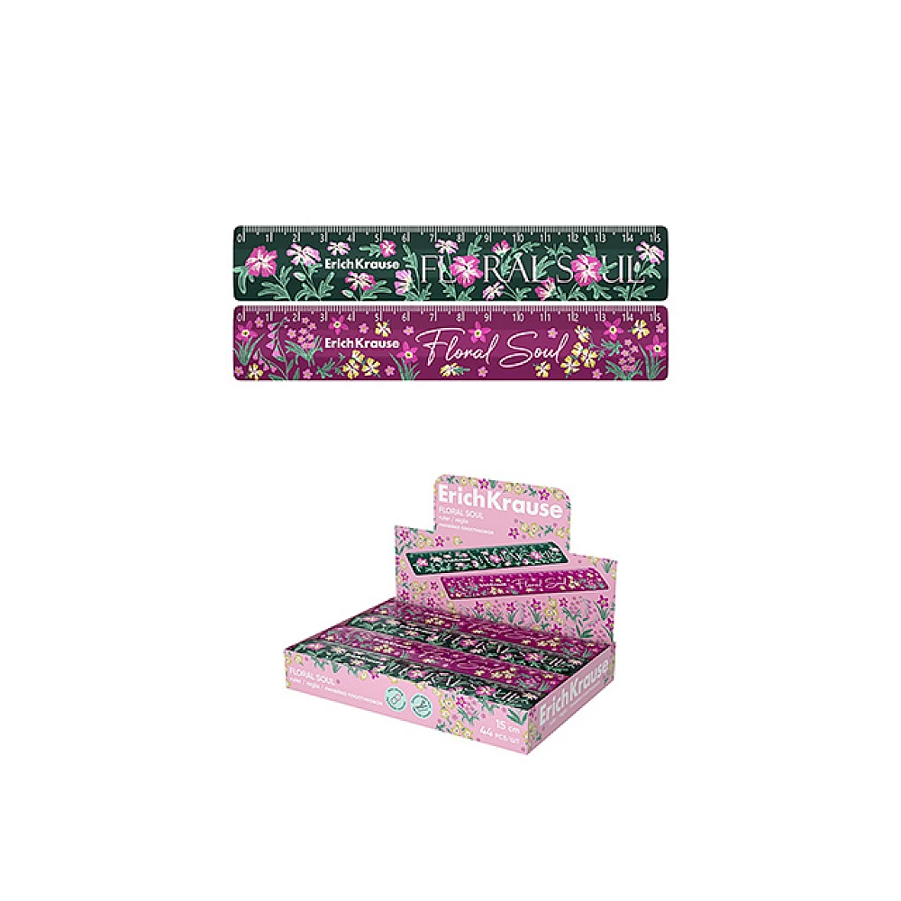 Rigla 15 cm ErichKrause Floral Soul, plastic