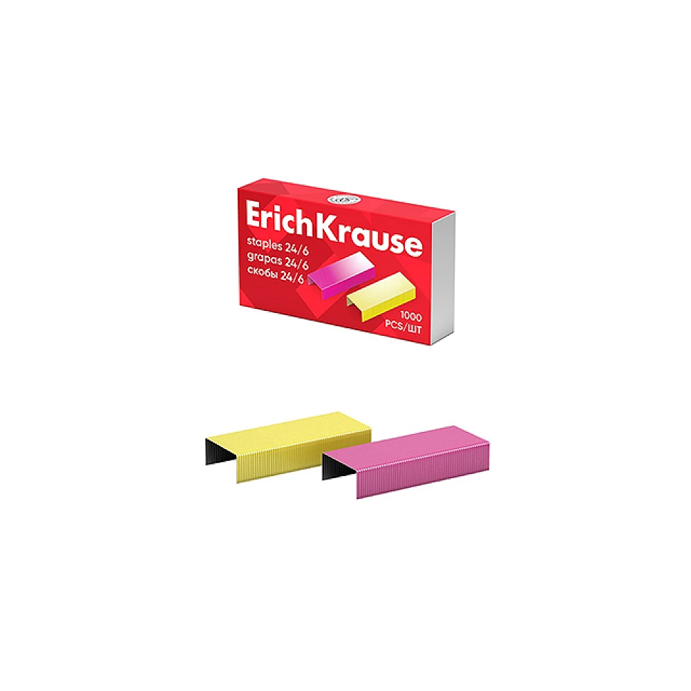 Capse pentru capsator N24/6 ErichKrause 1000 buc, colorate