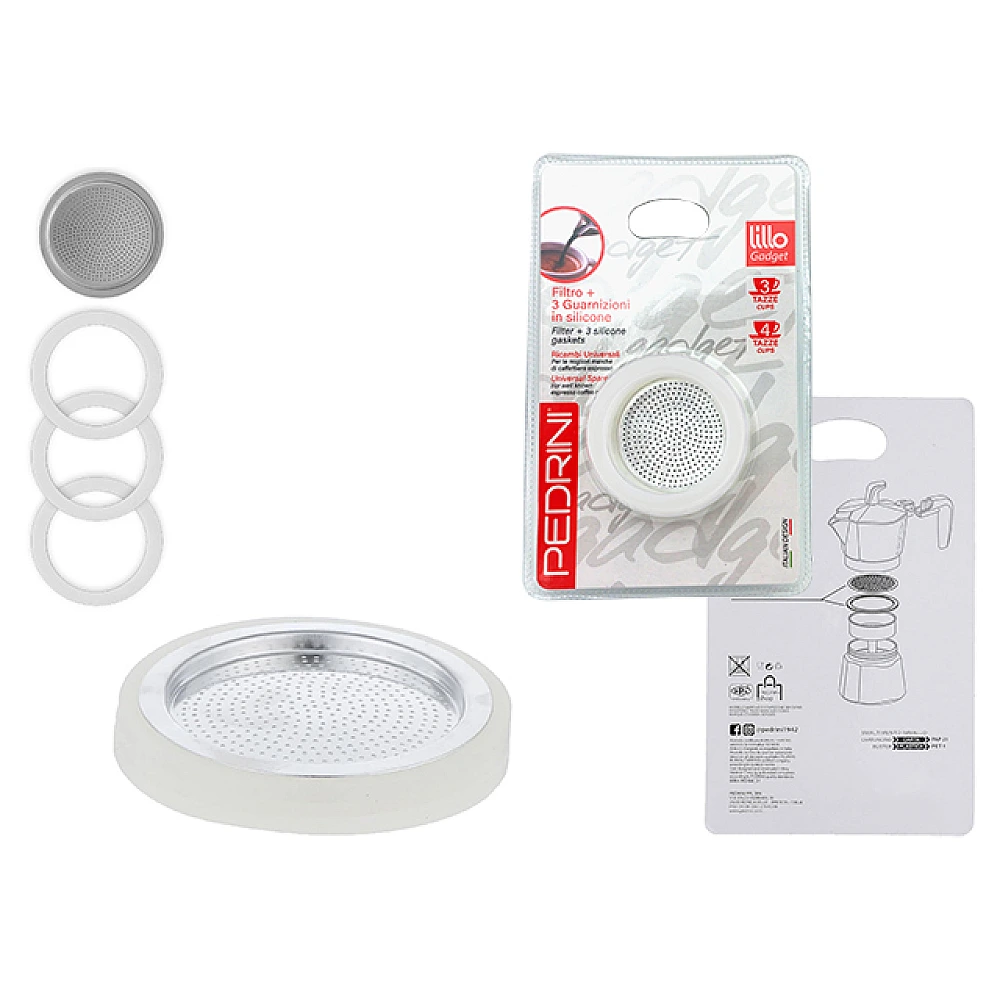 Garnituri din silicon pentru ibric de cafea 3-4 cani Lillo, 3buc + 1 filtru