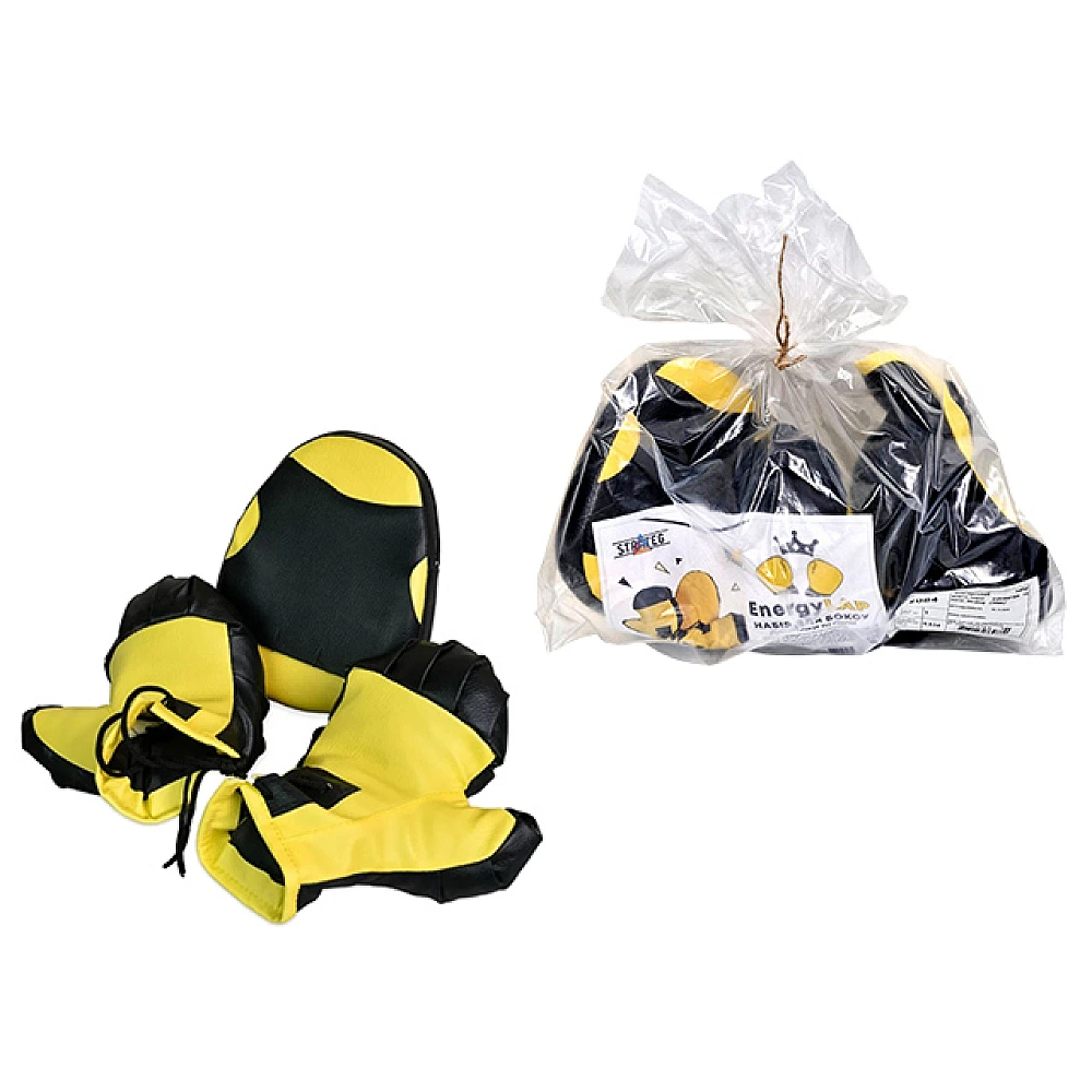Set de box: manusi si palmare, galben - negru