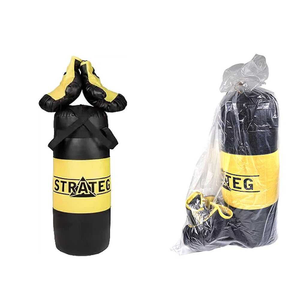 Set de box: manusi si para de box, negru-galben