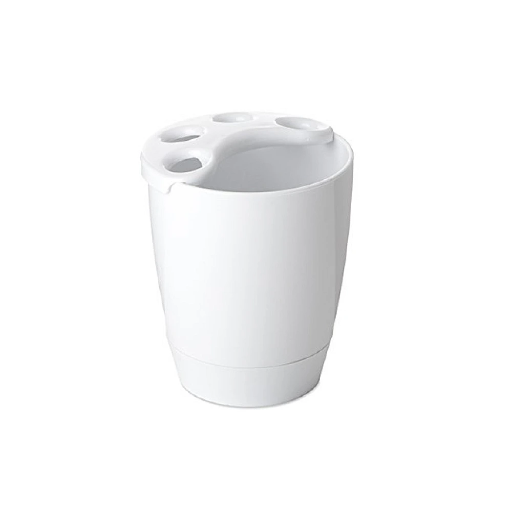 Pahar pentru periute de dinti cu capac Tatay Kristal 10.5cm, alb, din plastic