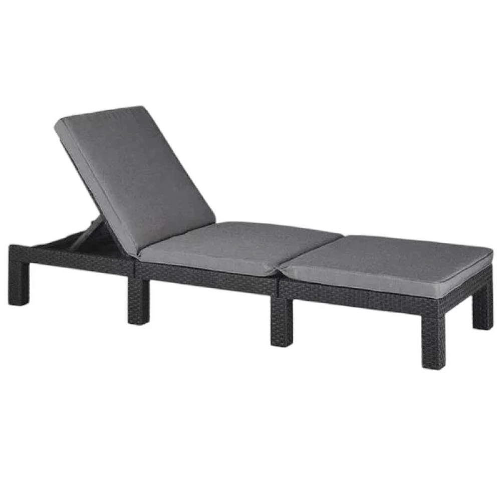 Sezlong reglabil Daytona Deluxe 187X58X29 cm, saltea, gri