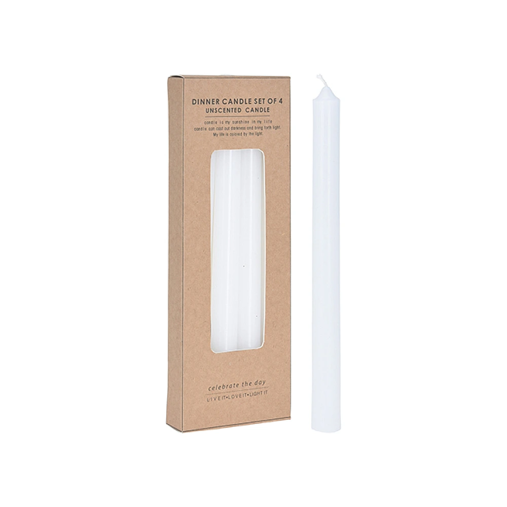 Set lumanari 4buc 25cm, albe