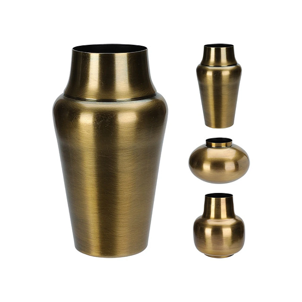 Vaza metalica H8cm, D12cm, 3 modele, aurie