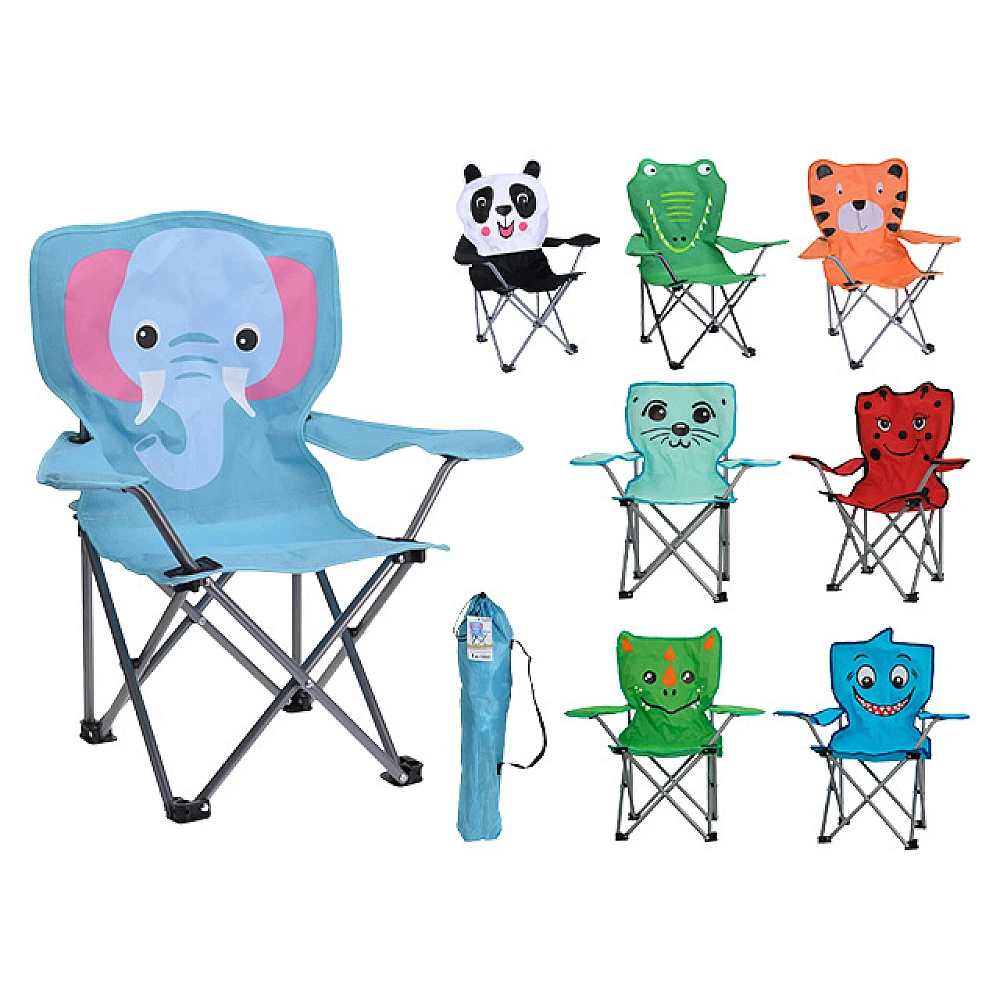 Scaun pliant picnic pentru copii 35X35X60cm, cadru metalic, 4 modele