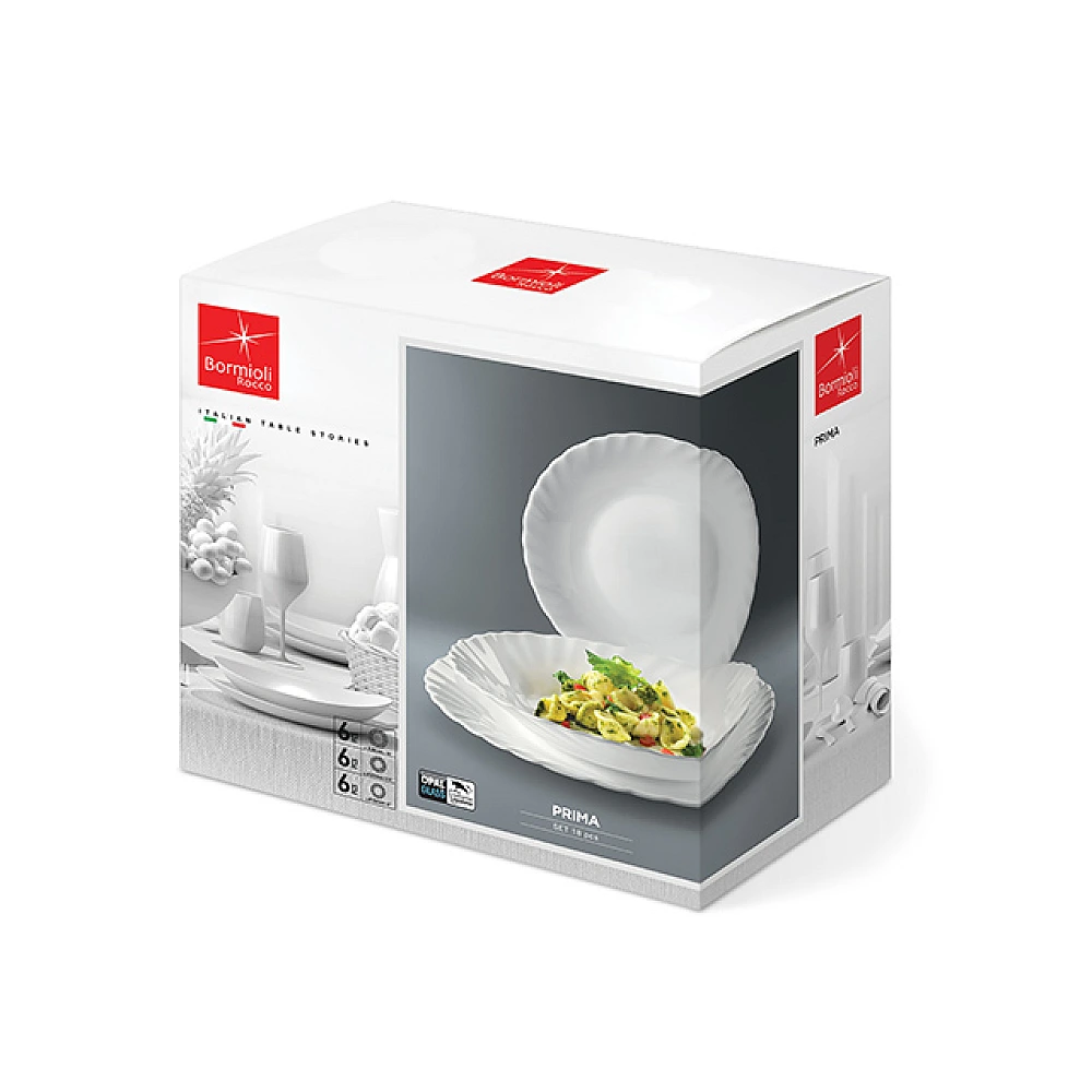 Set farfurii Bormioli Prima 18buc, sticla de opal