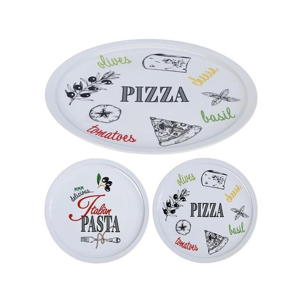 Platou pentru pizza 30cm Pizza alba, 2 designuri, din portelan