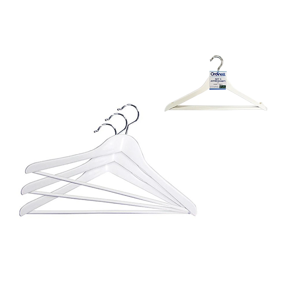 Set 3 umerase din lemn Ordinett, 45cm, alb