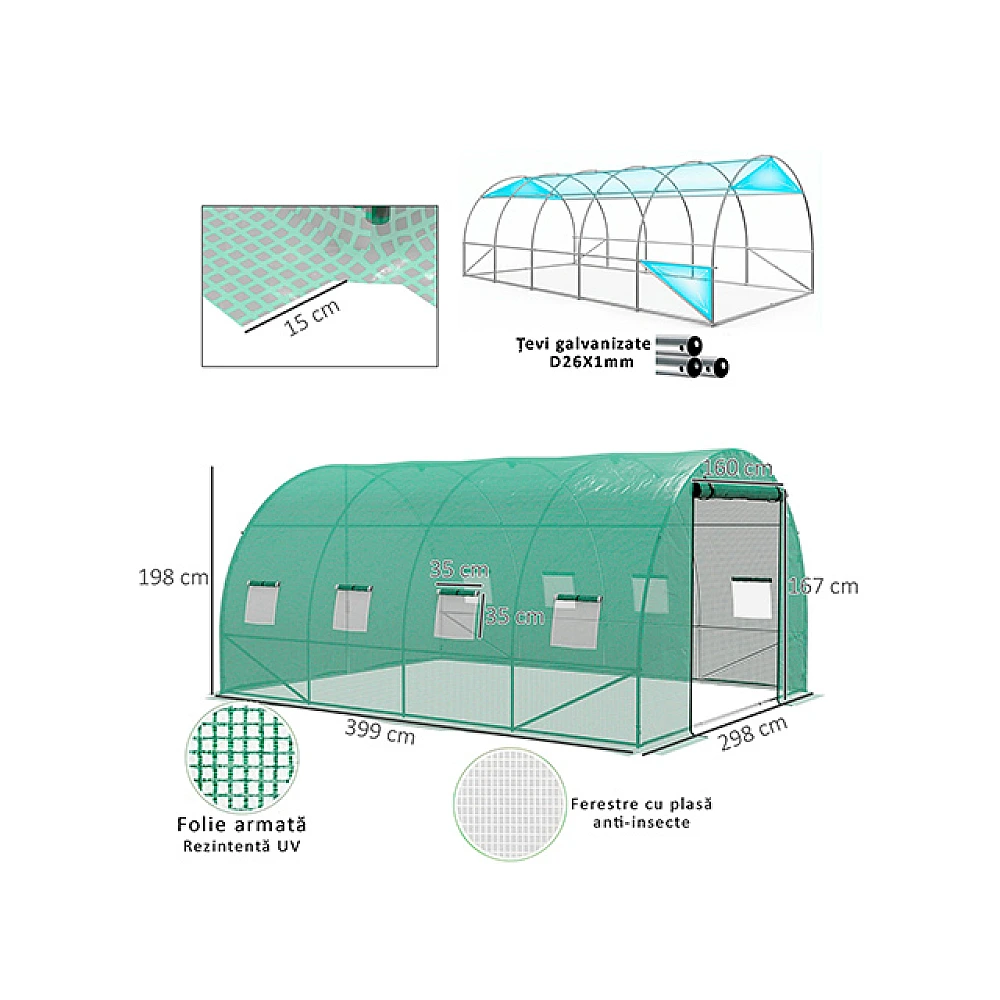 Sera pentru gradina tip tunel 4X3X2 m