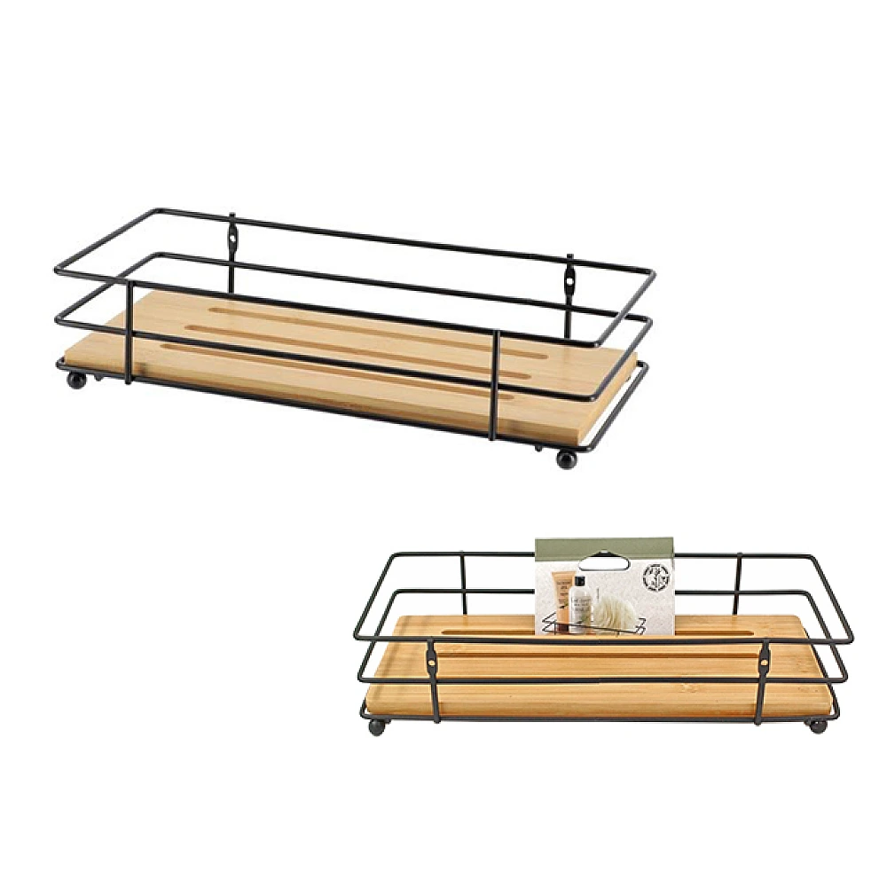 Raft Tendance 26.5X11.5X6cm din otel negrul, baza din bambus