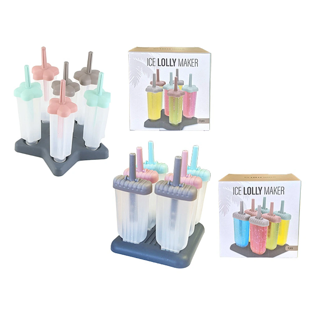 Set 6 forme pentru inghetata cu suport, plastic