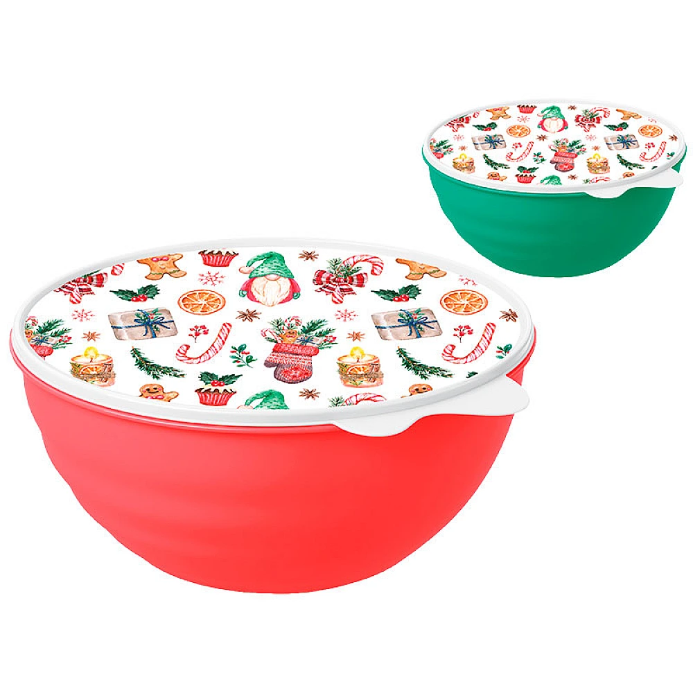 Castron din plastic cu capac Phibo 3.7l, Christmas