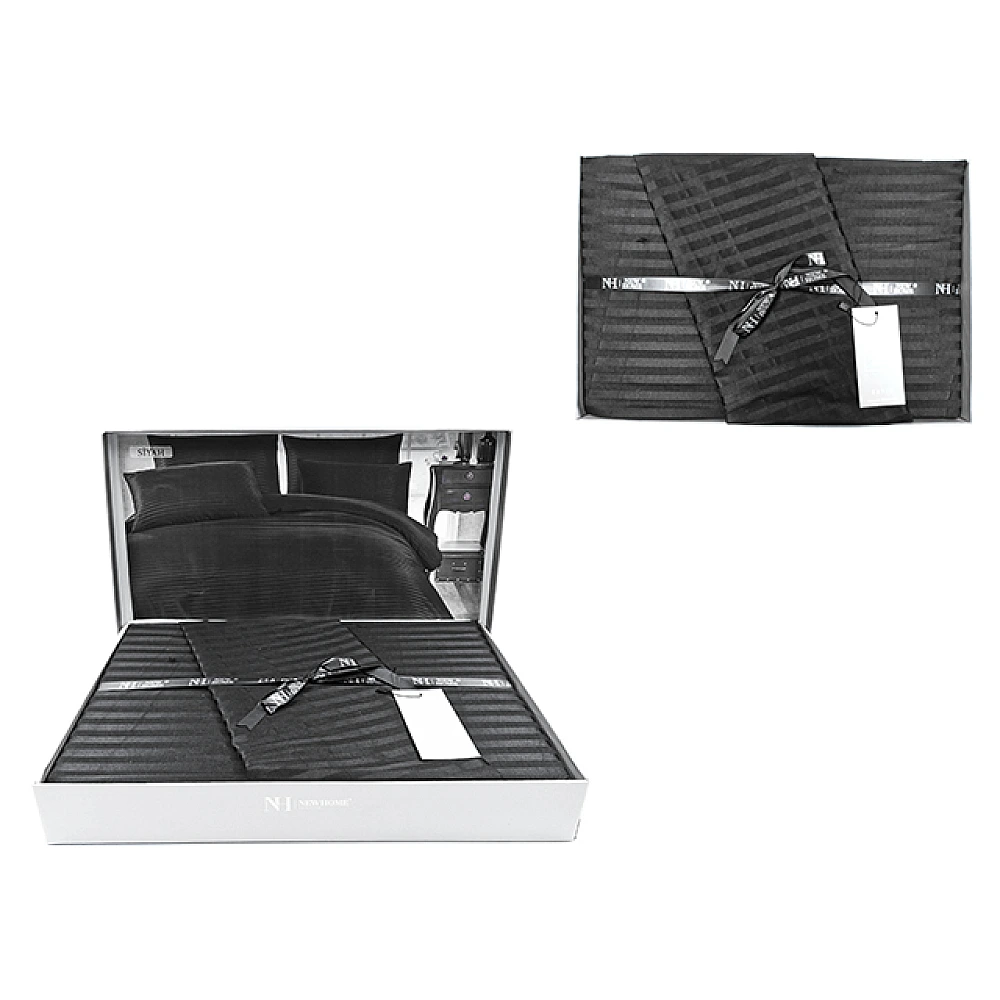 Lenjerie de pat Euro 2 NH Stripe Satin, neagra