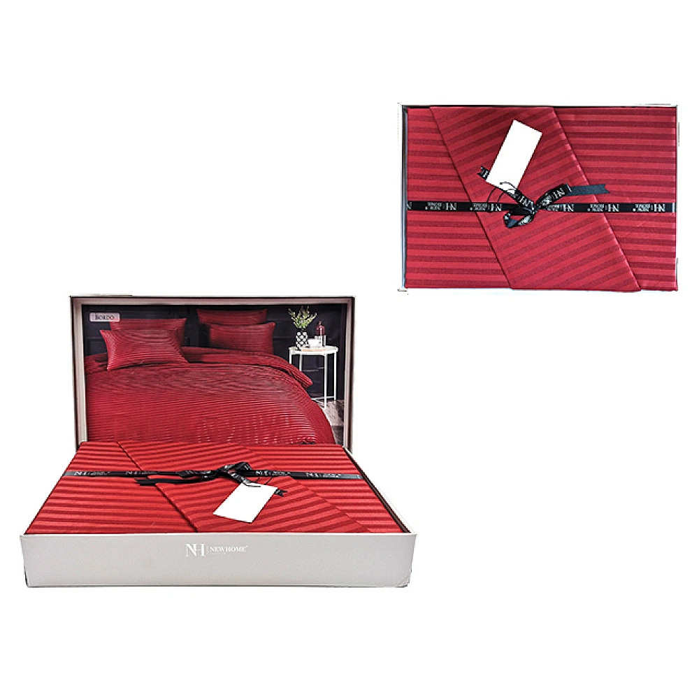 Lenjerie de pat Euro 2 NH Stripe Satin, bordo