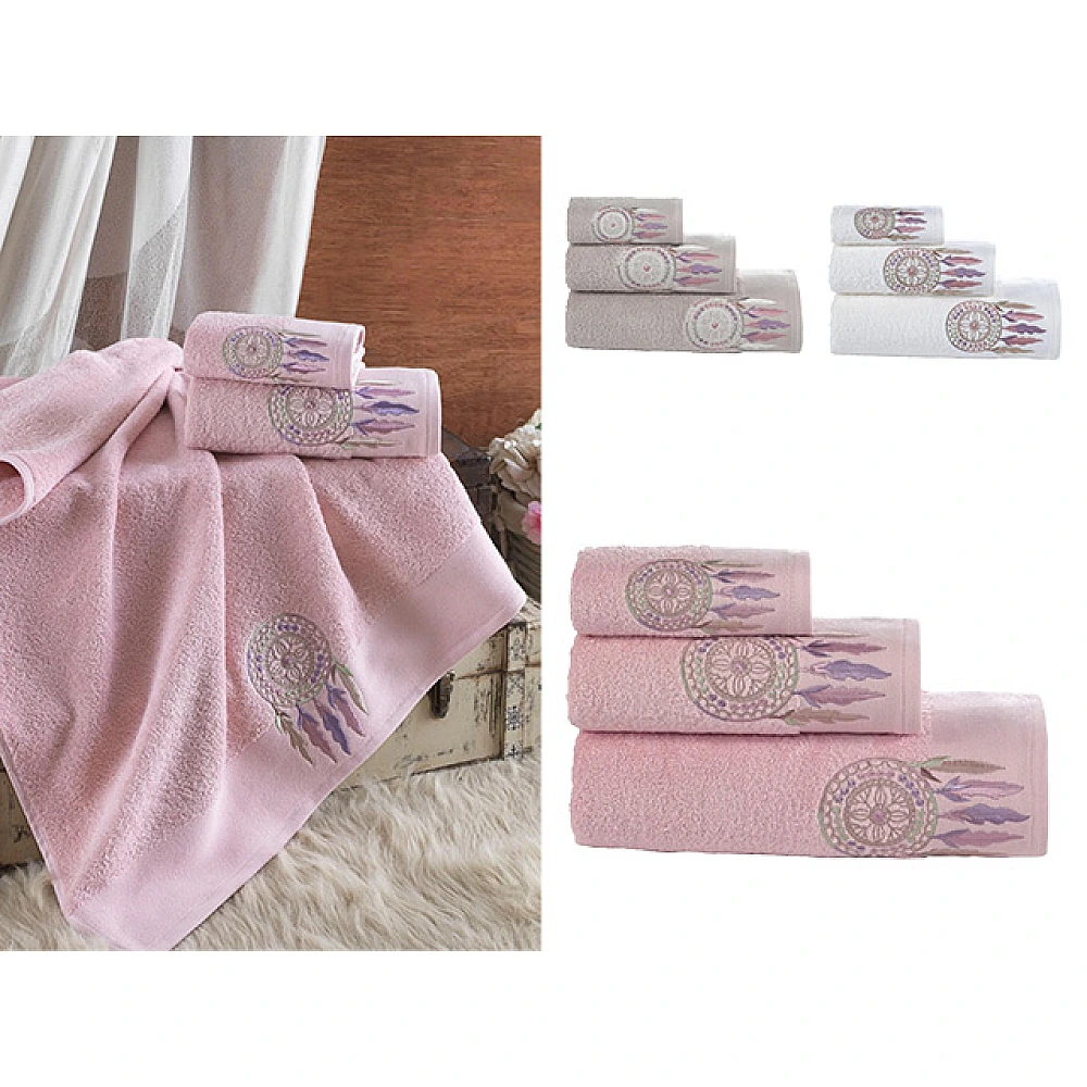 Set prosoape 3buc(30X50, 50X100, 70X140cm) cm Ellia Soft Okiva, bumbac, 3 culori