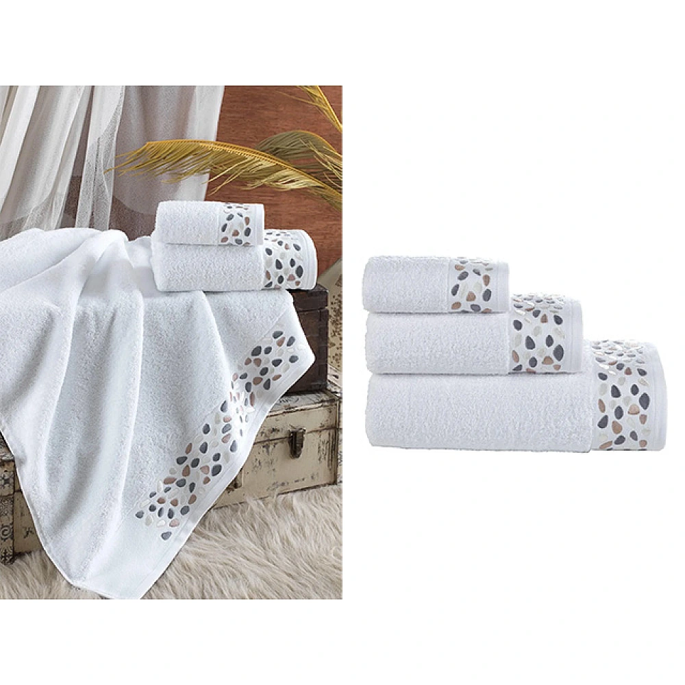 Set prosoape 3buc(30X50, 50X100, 70X140) cm Ellia Soft Mozaik White, bumbac