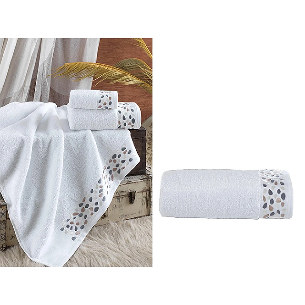 Prosop 70X140 cm Ellia Soft Mozaik White, bumbac, 500GSM