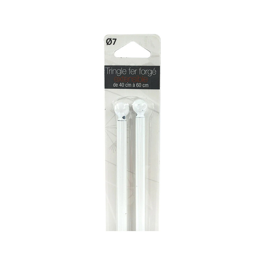 Tija glisanta pentru perdea 2buc, 40-60cm D7mm Luance, alb