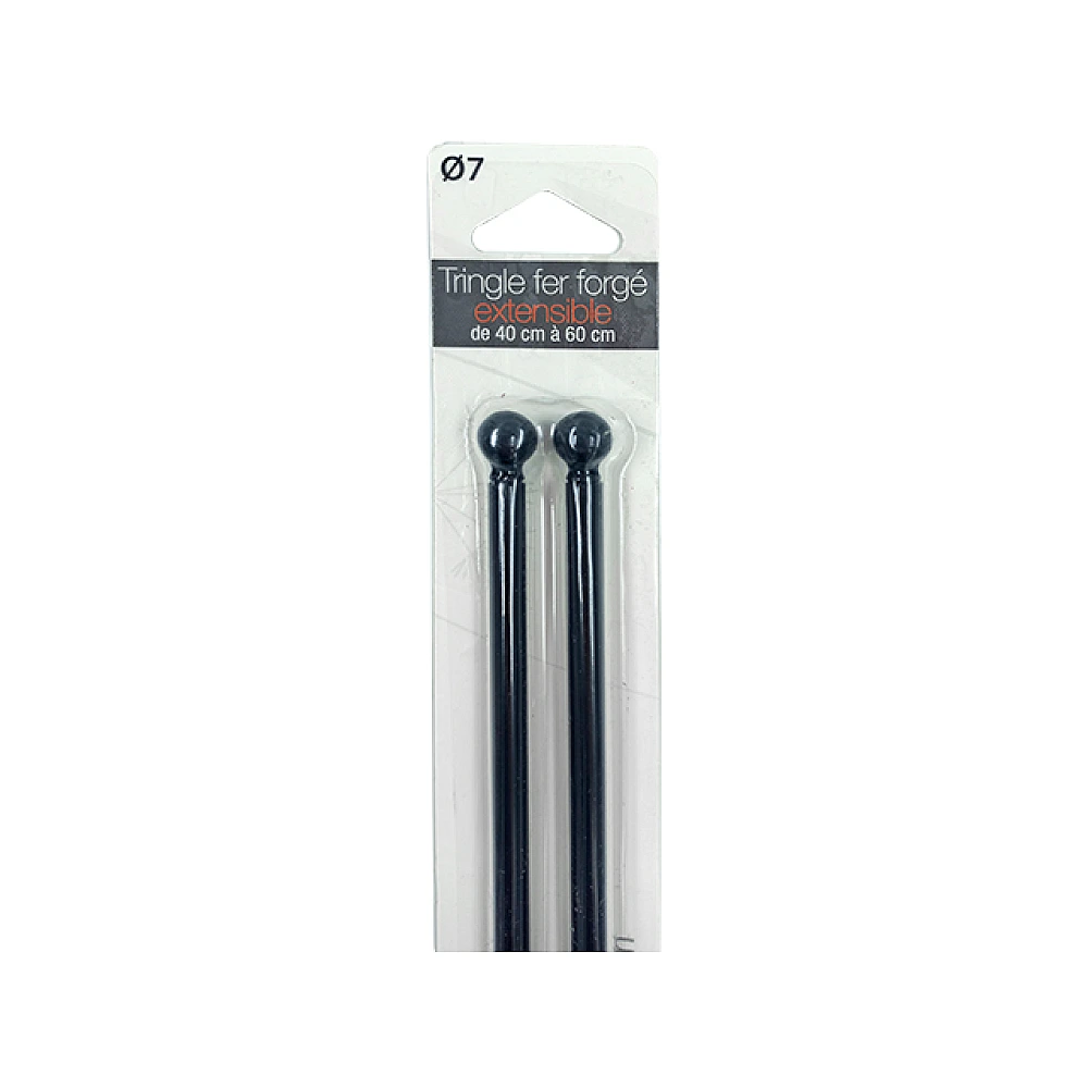 Tija glisanta pentru perdea 2buc, 40-60cm D7mm Luance, negru