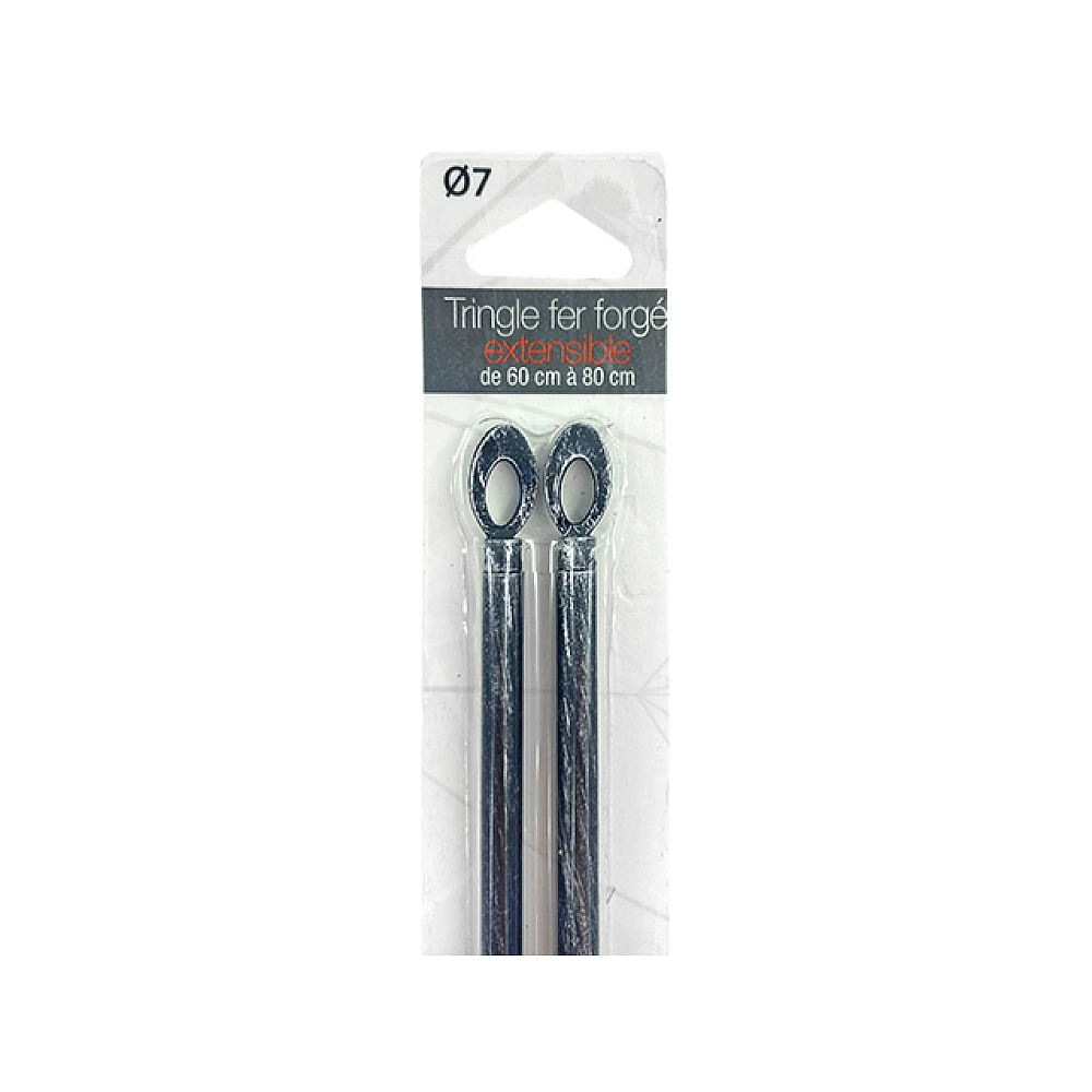 Tija glisanta pentru perdea 2buc, 60-80cm D7mm Luance, negru/ornament