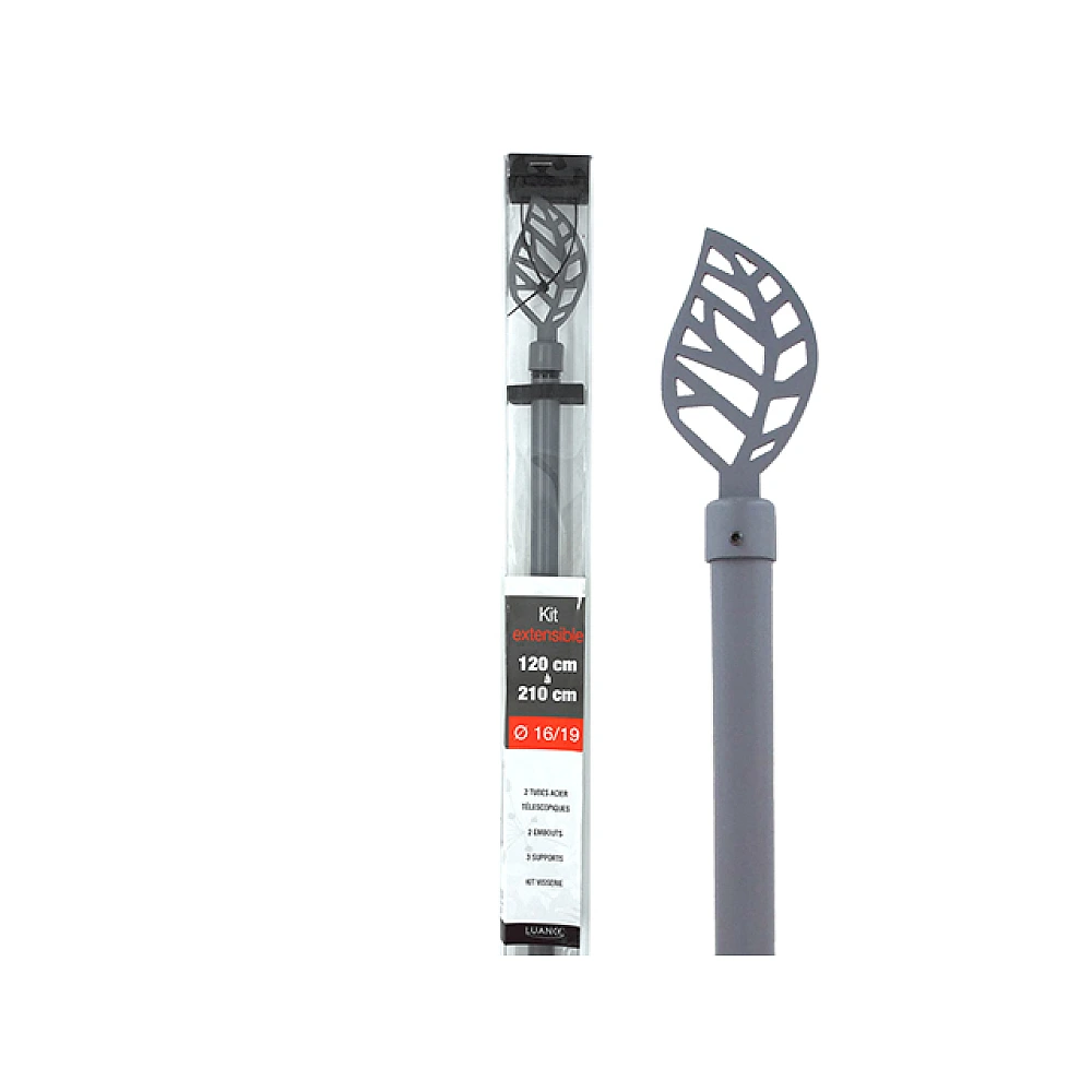 Tija glisanta pentru perdea 120-210cm D16/19mm Luance, gri inchis mat//Fontebl