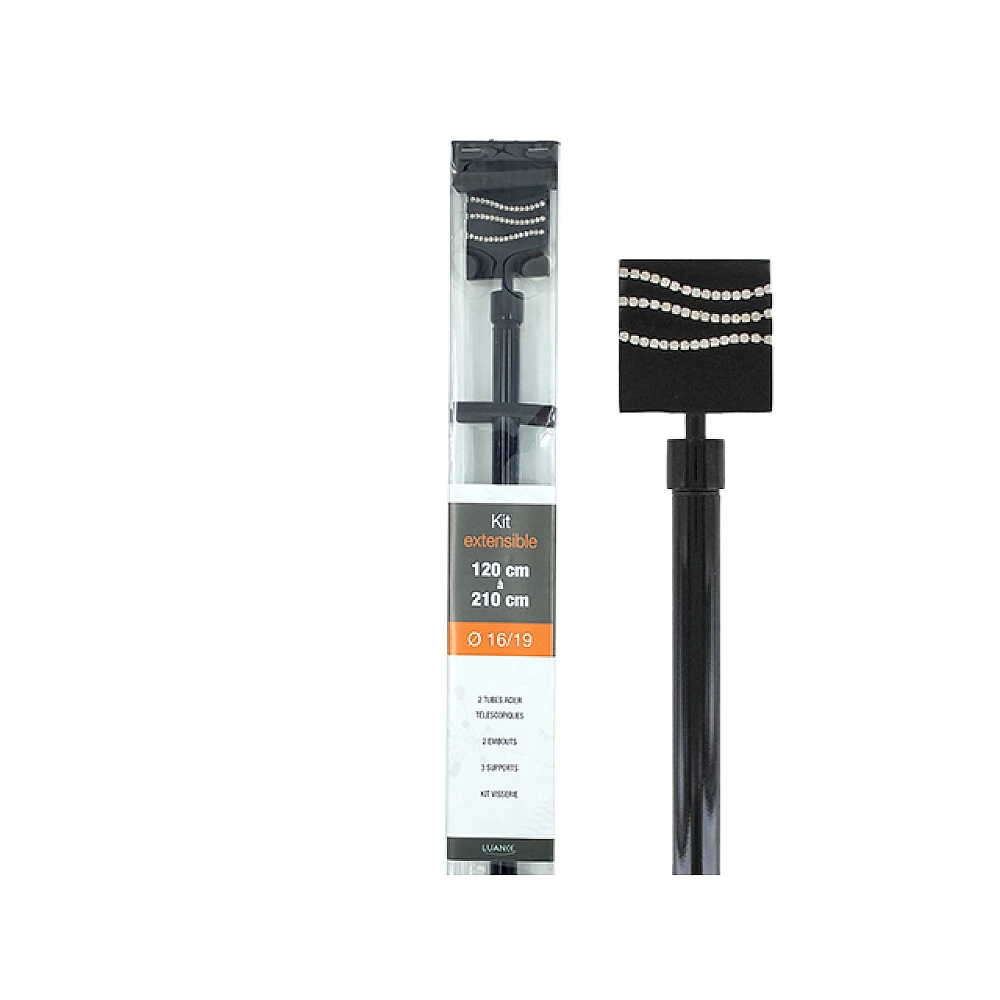 Tija glisanta pentru perdea 120-210cm D16/19mm Luance, negru/strasuri