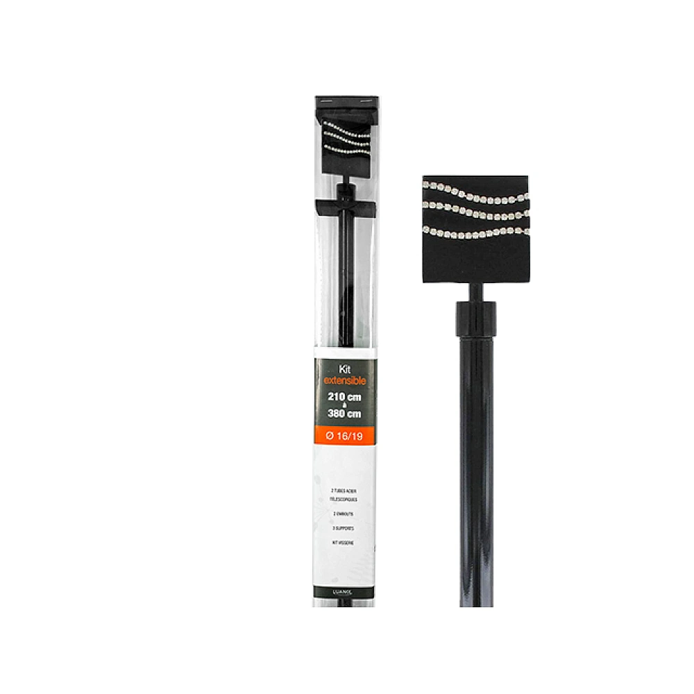 Tija glisanta pentru perdea 210-380cm D16/19mm Luance, negru/strasuri