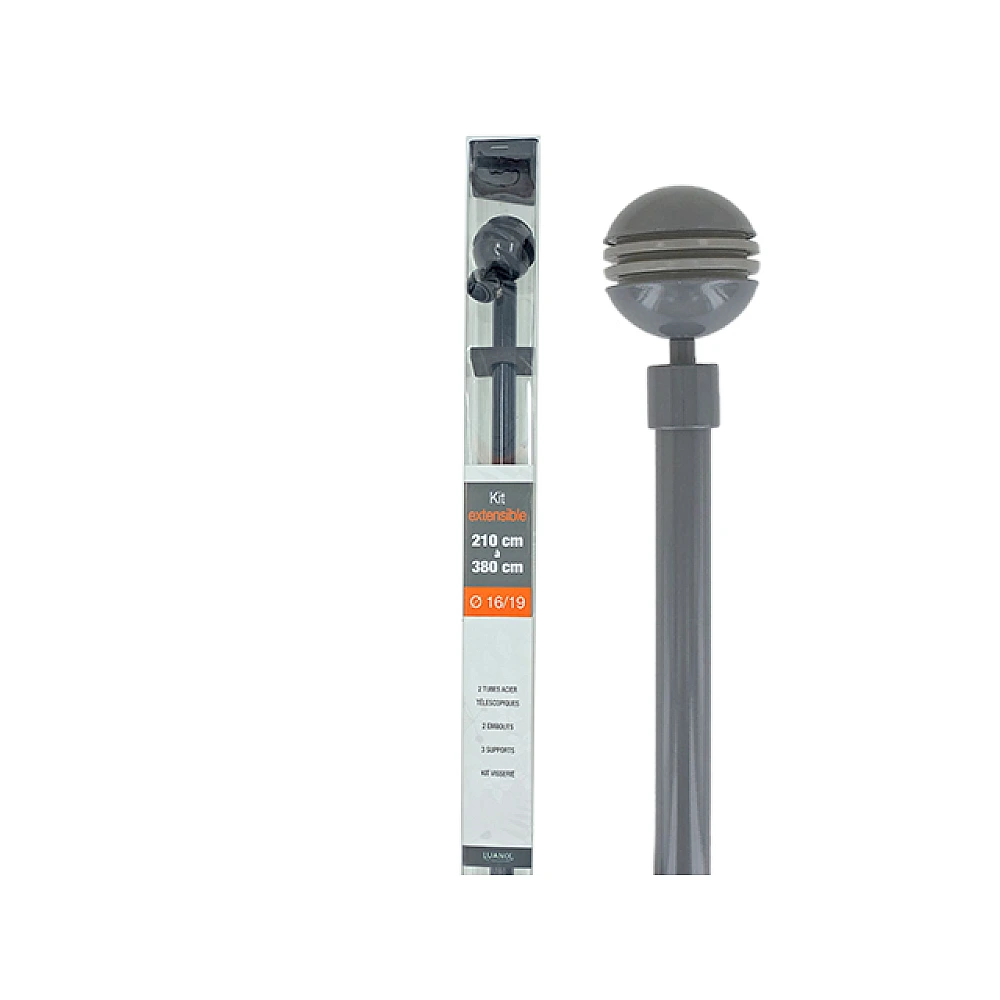 Tija glisanta pentru perdea 210-380cm D16/19mm Luance, gri inchis/zenit