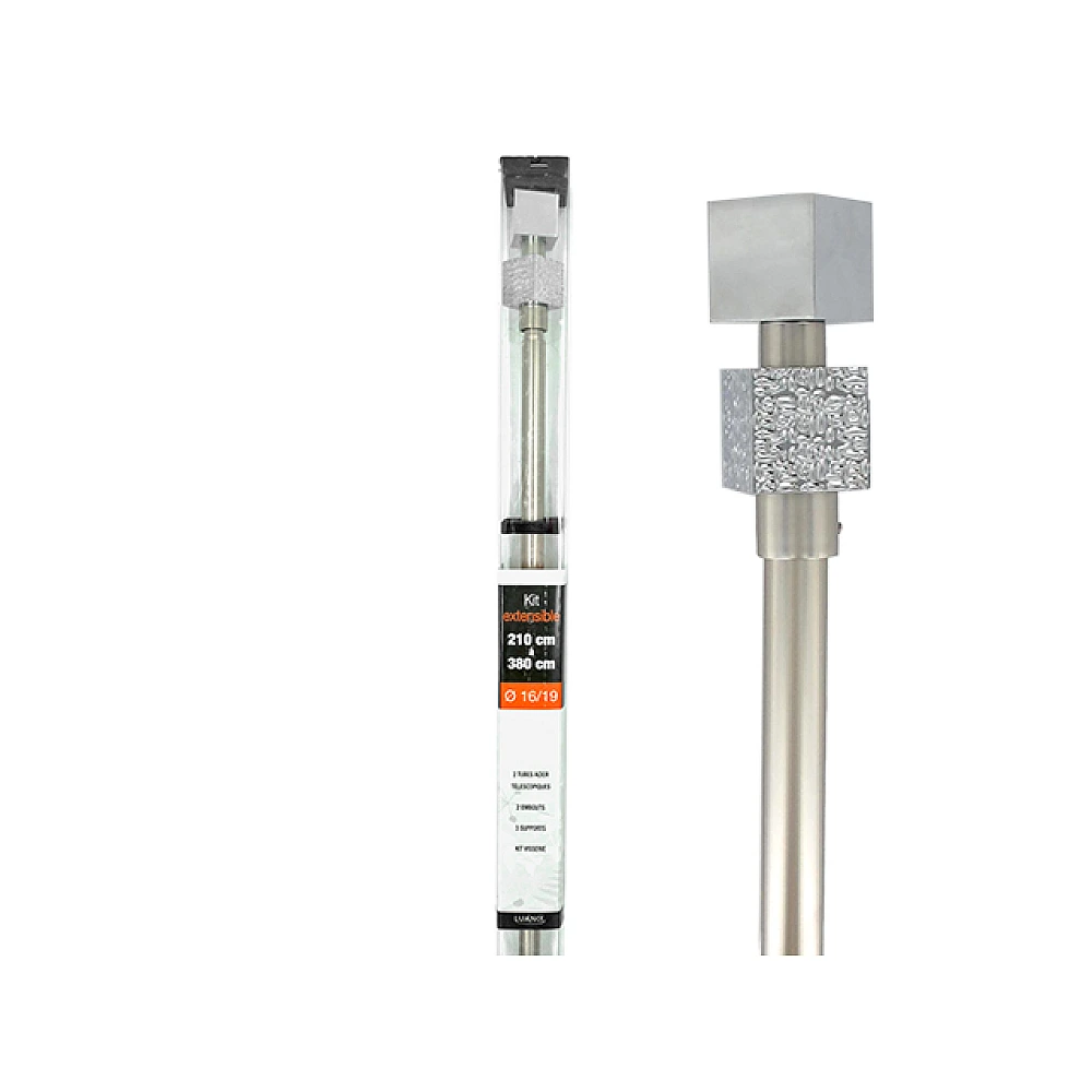 Tija glisanta pentru perdea 210-380cm D16/19mm Luance, argintie/cub