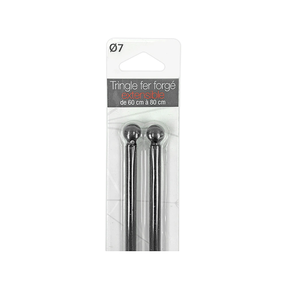 Tija glisanta pentru perdea 2buc, 60-80cm D7mm Luance, negru