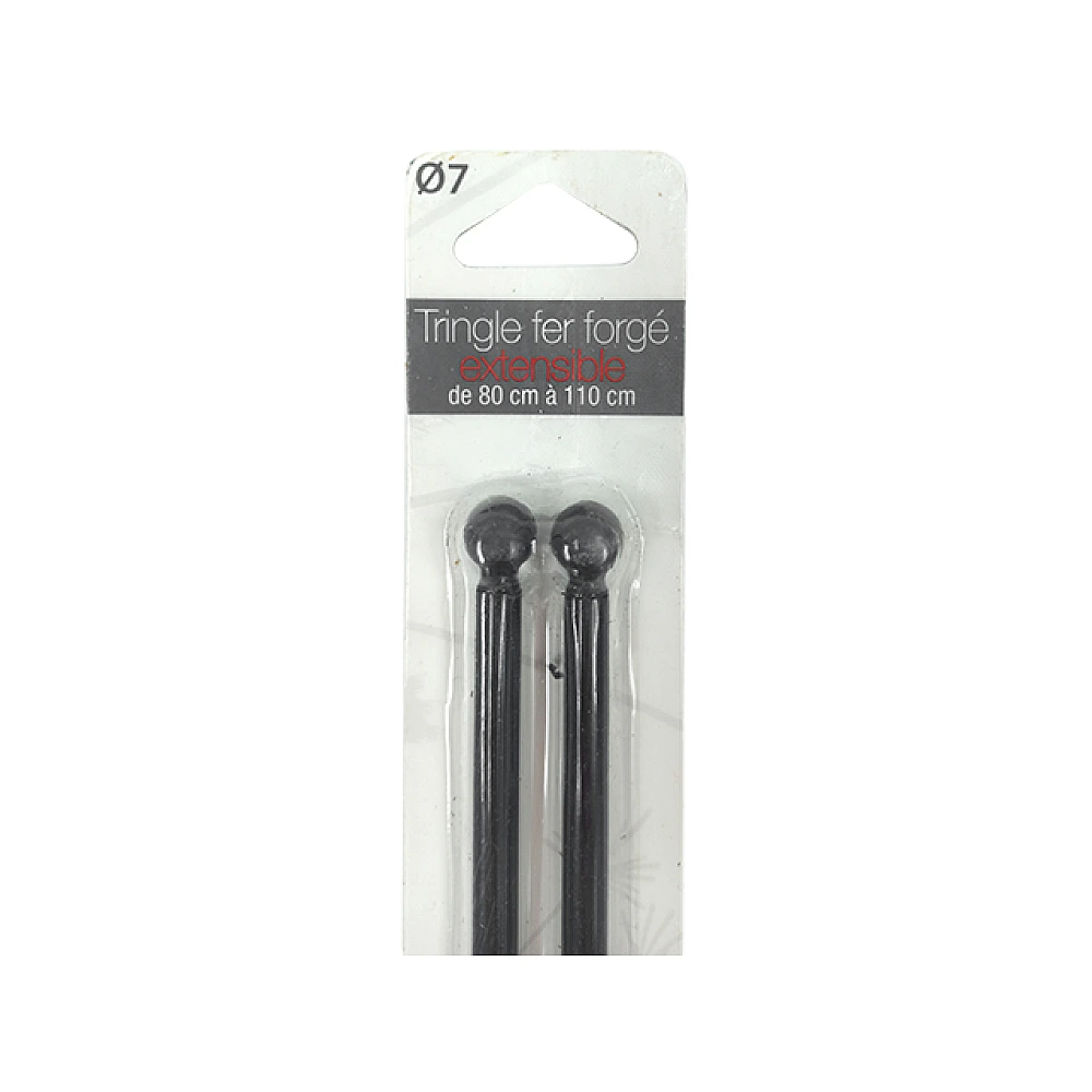 Tija glisanta pentru perdea 2buc, 80-110cm D7mm Luance, negru