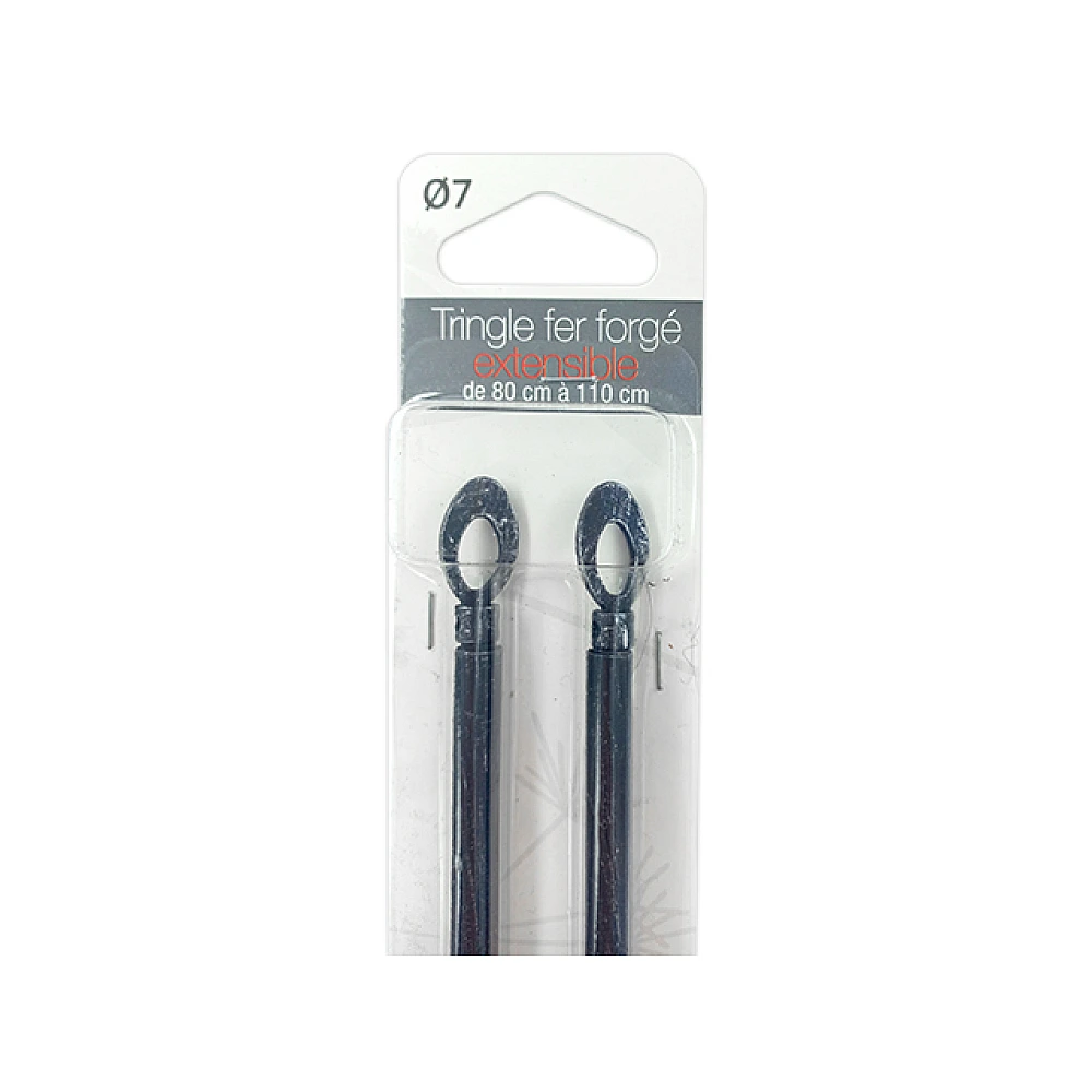 Tija glisanta pentru perdea 2buc, 80-110cm D7mm Luance, negru/ornament