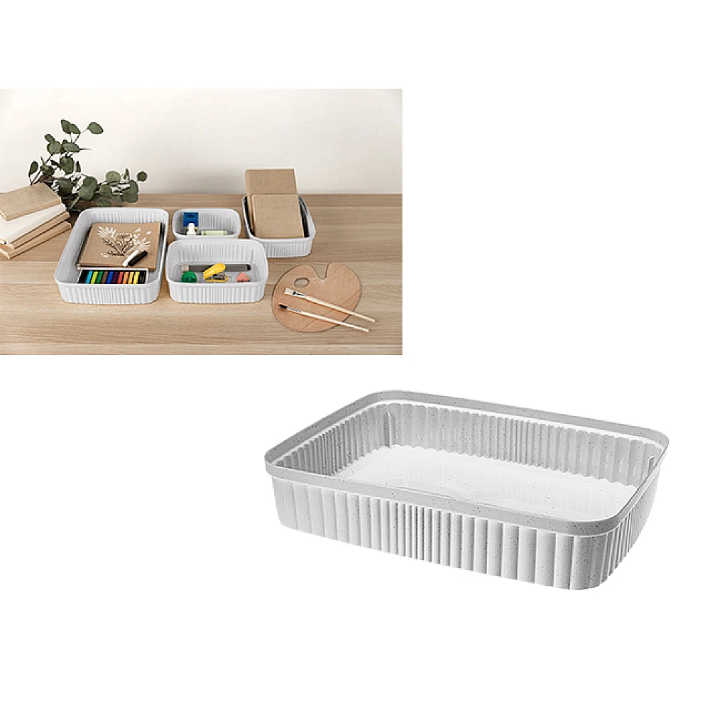 Cutie de depozitare Econova Velvet 5.5l, 36X26.5X7cm, gri deschis