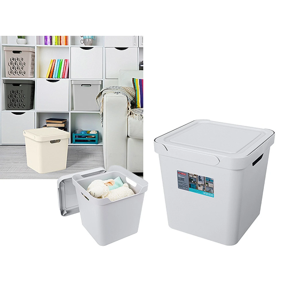 Container cu capac Econova Luxe 18l, 28.6X28.6X28.6cm, gri deschis