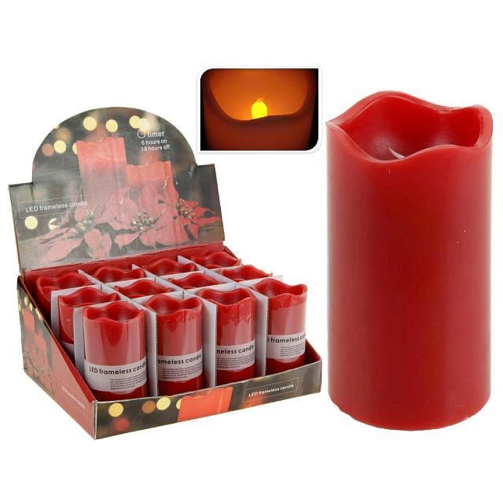 Lumanare LED 13X7cm, cu timer, rosie