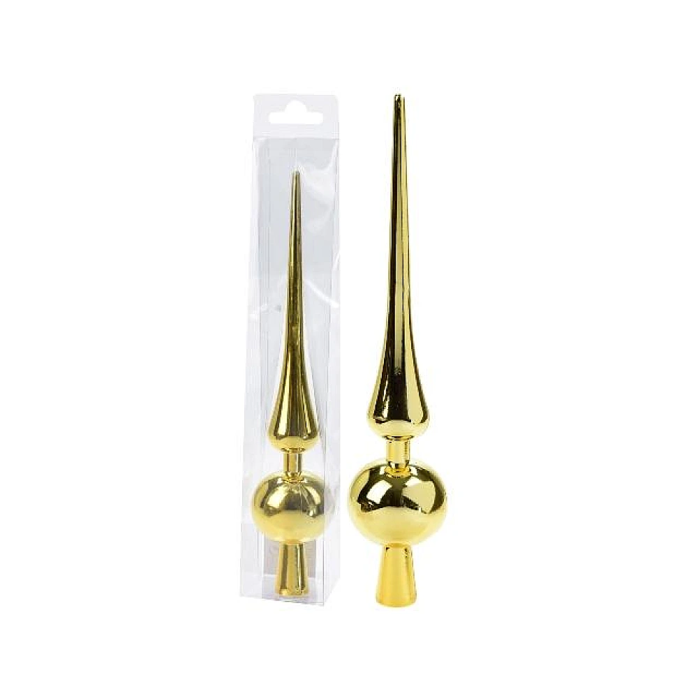 Virf pentru brad din sticla 30сm, aurii