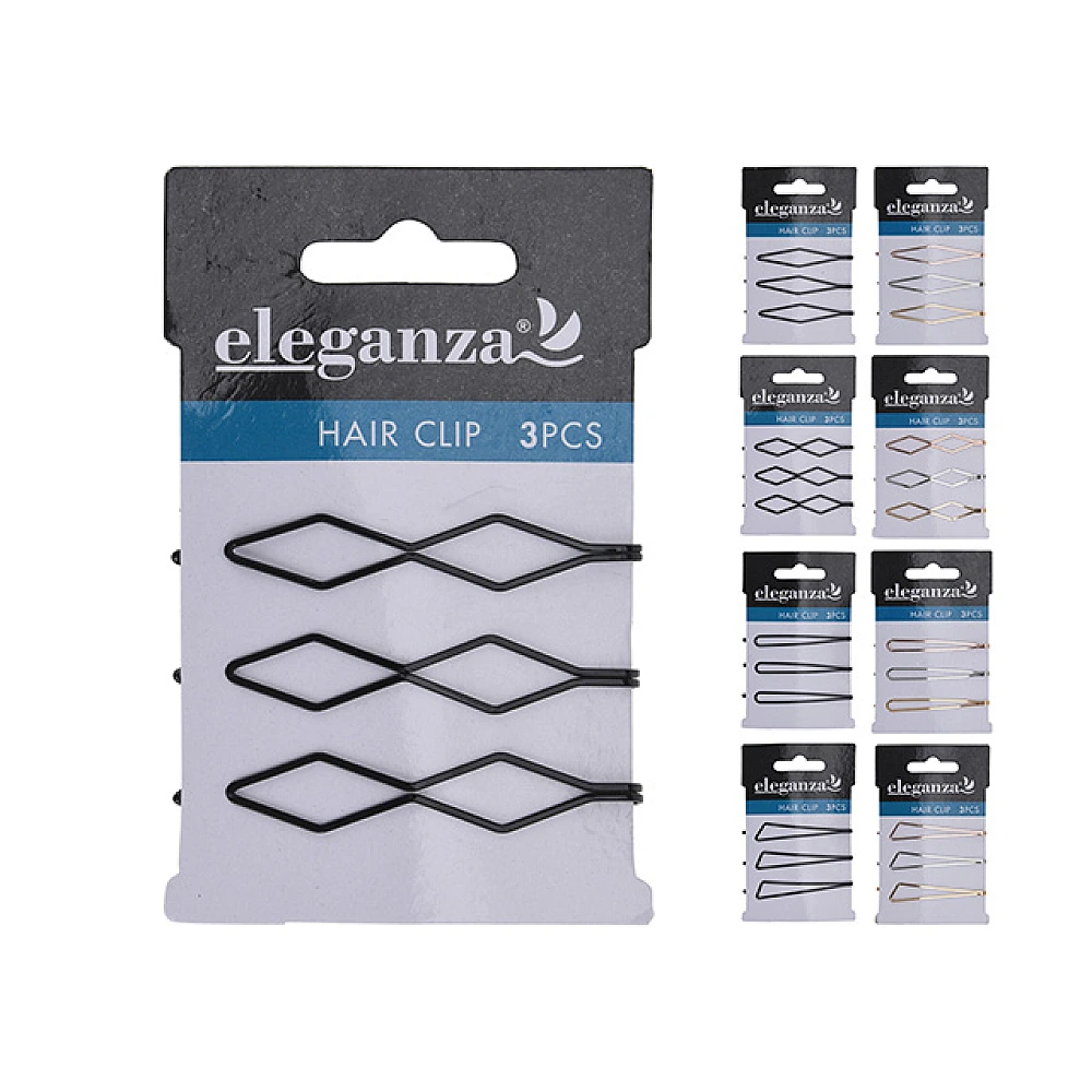 Set agrafe pentru par Eleganza 3buc, metal, 8 modele