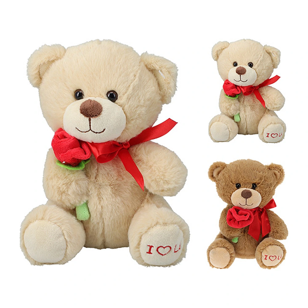 Ursulet de plus 20cm, fular rosu, 2 culori