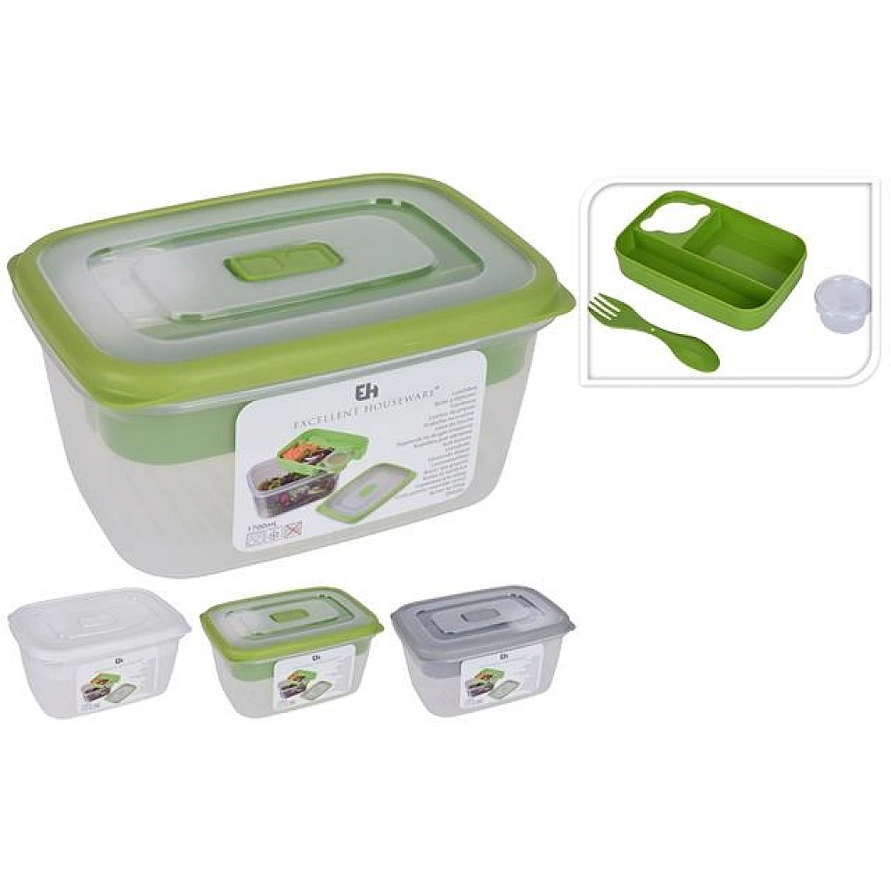 Lunch-box EH 1.7l 19X14X10cm cu tava, lingura si castron
