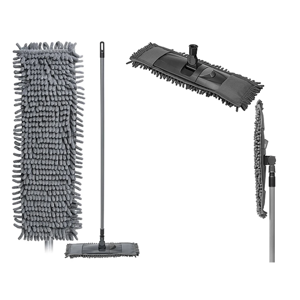 Mop plat Econova, duza microfibra de chenilla 42X15 cm, maner 120 cm