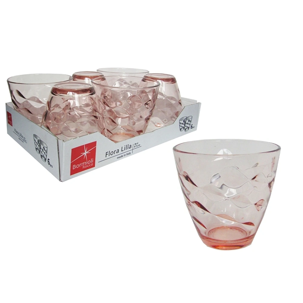 Set 6 pahare pentru apa Flora Acqua 260ml, violete