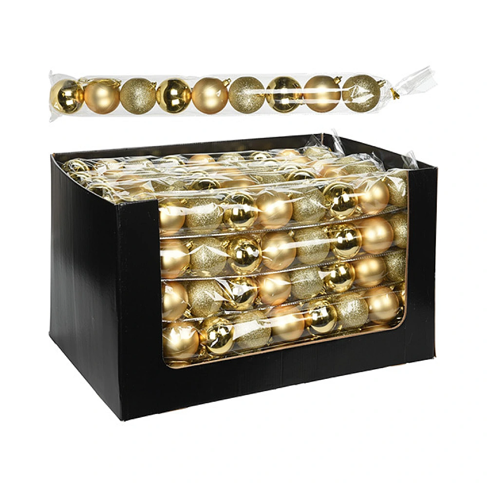 Set globuri pentru brad 9X60mm aurii, amb