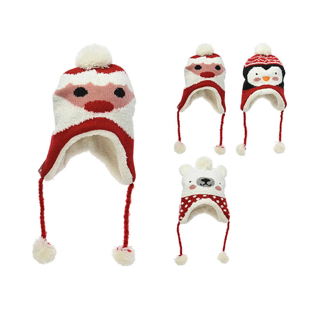 Caciula Christmas cu sereturi si bumbonuri 26cm, 3 modele