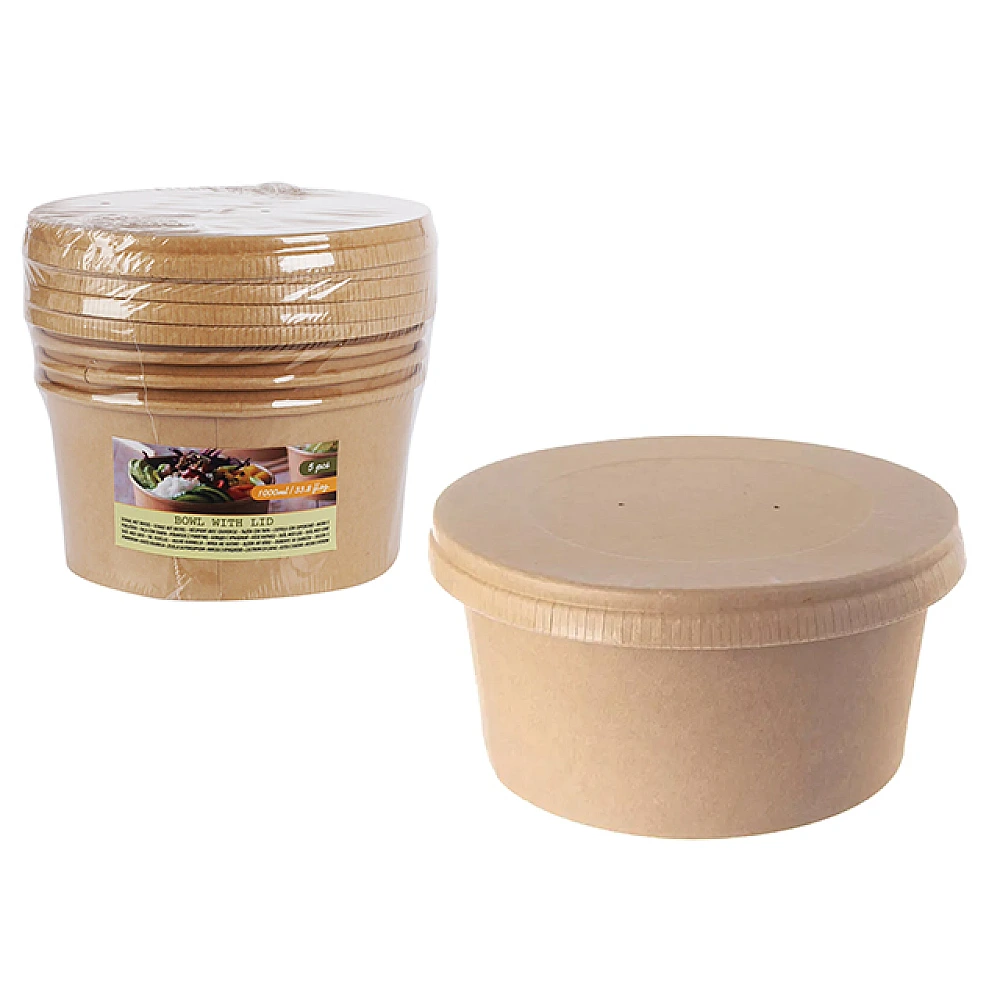 Set boluri din hartie 5buc, 1 l cu capac