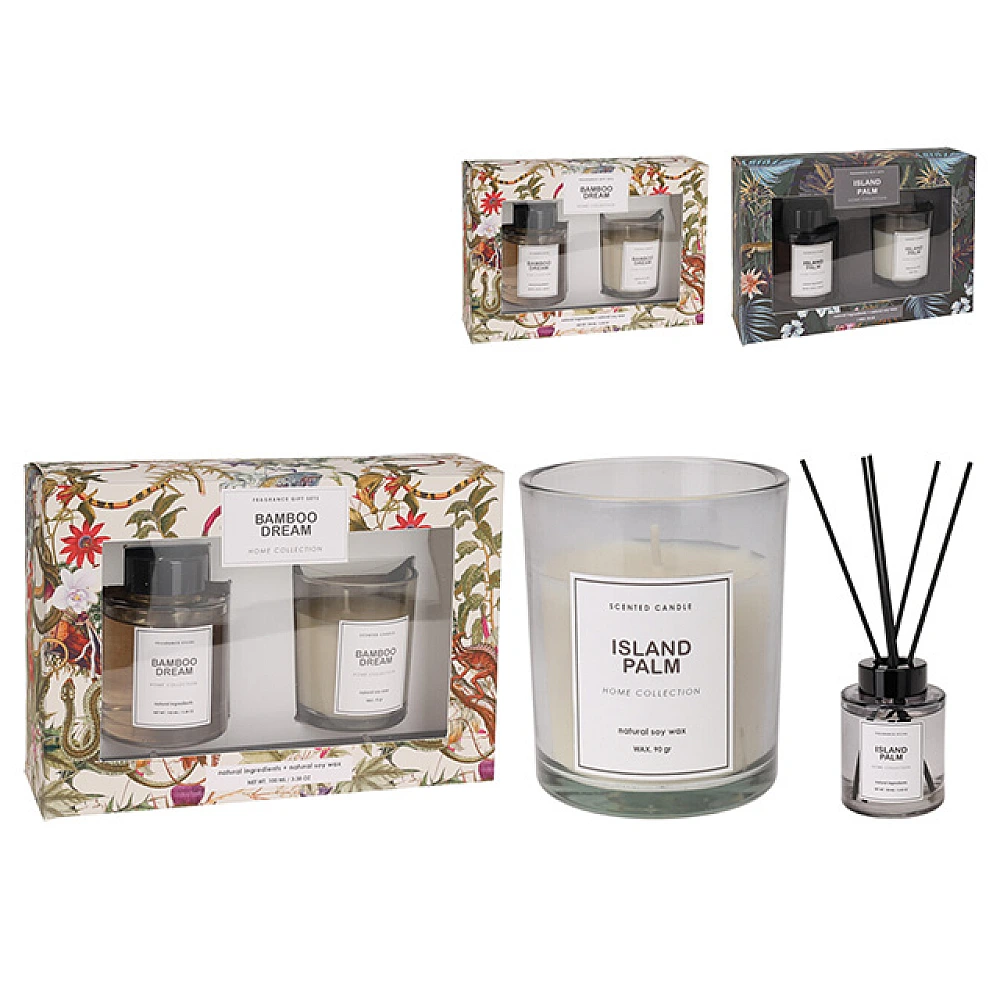 Set aromaterapie 2buc: Odorizant de camera + lumanare parfumata