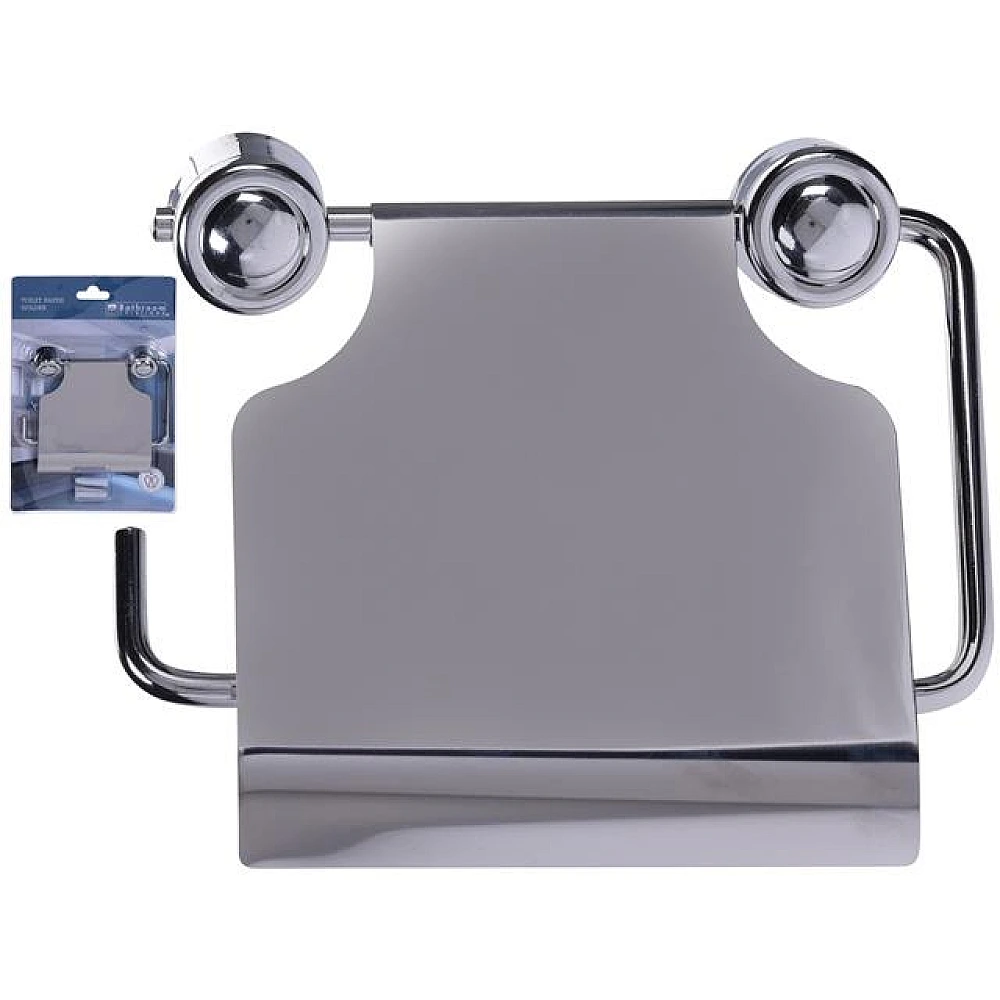 Suport pentru hârtie WC cu capac Bathroom 14X11cm, Inox