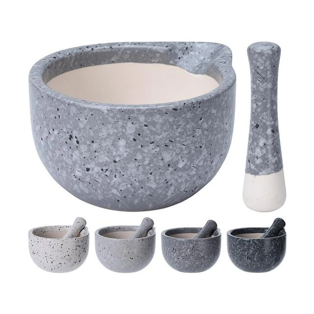 Mojar cu pistil EH 330ml 12.7X10.7X6.5cm, ceramica, gri
