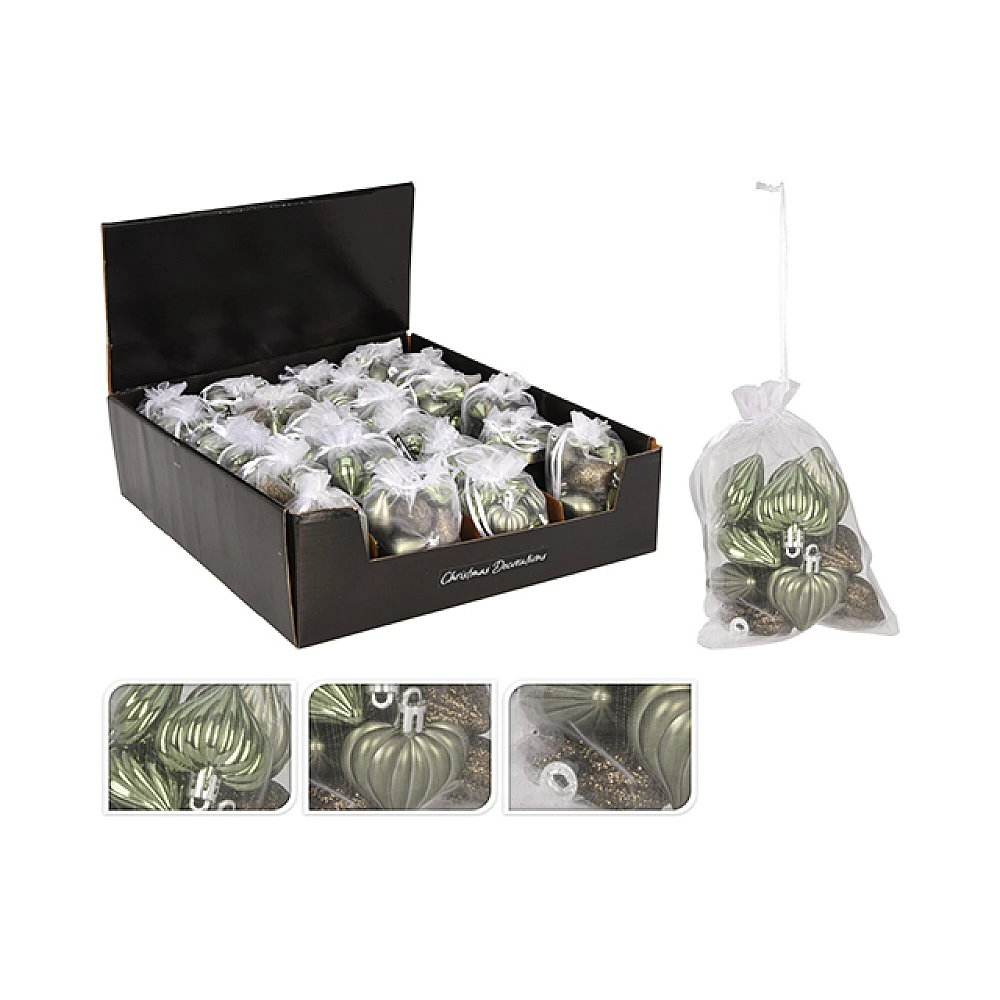 Set decoratiuni pentru brad 12buc, verde deschis